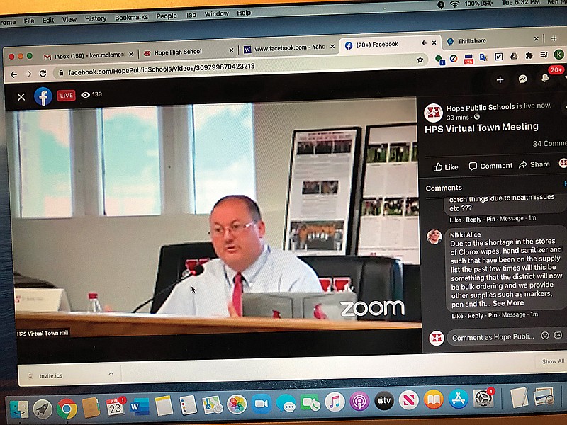 Hope Public Schools Superintendent Dr. Bobby Hart addressed questions via a virtual town hall session as the district prepares its plan for the 2020-2021 school year during the COVID-19 crisis. 