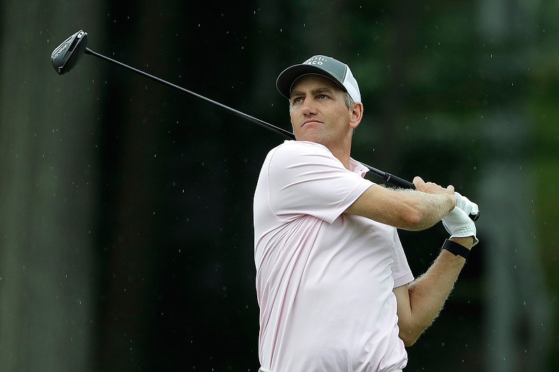 Brendon Todd tees off on the 18th hole during the third round of the Travelers Championship golf tournament Saturday at TPC River Highlands in Cromwell, Conn.