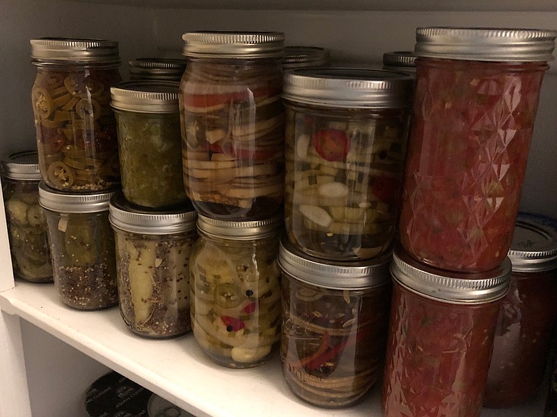 Pantry is filled with canned goods from the summer garden.