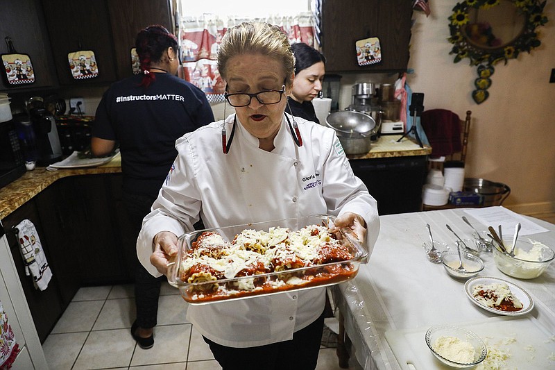 After School Matters chef Gloria Hafer teaches how to make lasagna roll-ups in an online cooking class July 7, 2020, from her home in Chicago, Ill. (Jose M. Osorio/Chicago Tribune/TNS)