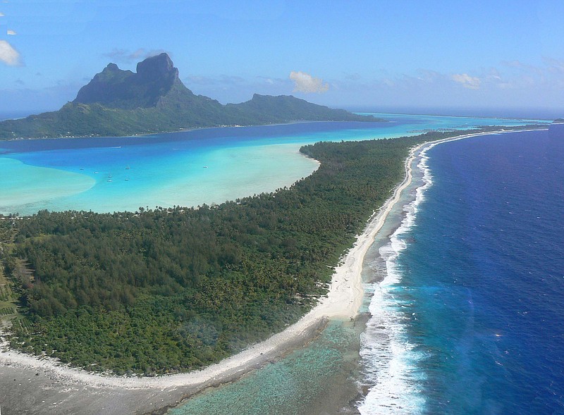 Coastline and lagoon of Bora Bora in Tahiti. (Carol Leiby/TNS)