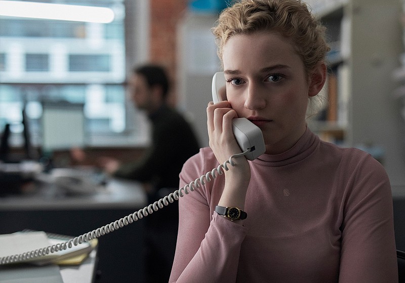 This image released by Bleecker Street shows Julia Garner in a scene from "The Assistant," available on Hulu beginning Monday. (Ty Johnson/Bleecker Street via