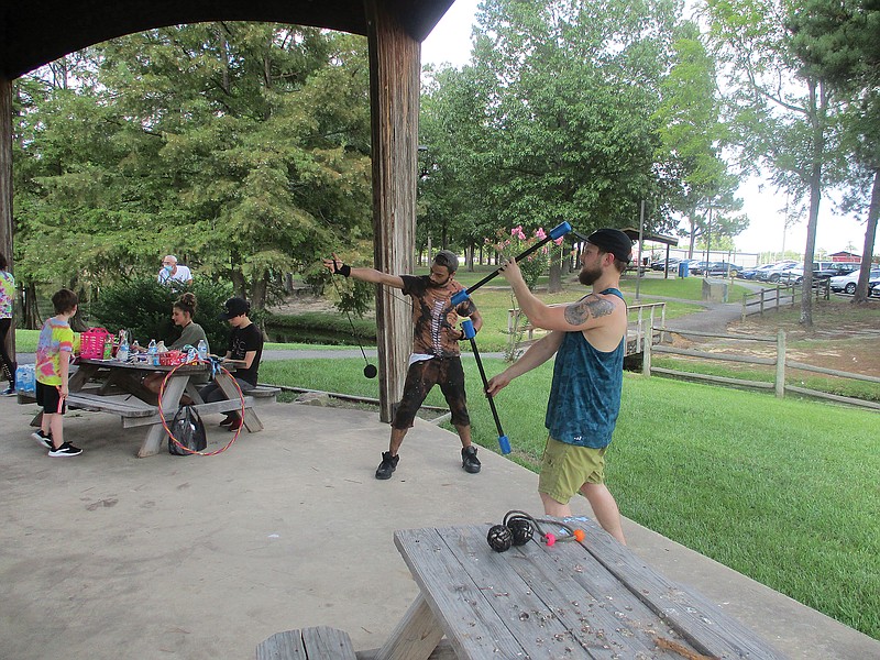 Several local flow artists gathered at Bobby Ferguson Park late Sunday afternoon to practice their individual crafts. Another gathering is slated for November.
