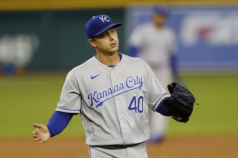 Royals relief pitcher Trevor Rosenthal reacts after the last out in the ninth inning of Thursday night's 5-3 win against the Tigers in Detroit.