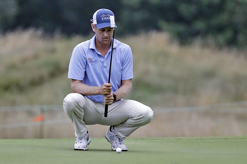 Brendon Todd lines up a putt on the second hole during Friday's second round of the World Golf Championship-FedEx St. Jude Invitational in Memphis, Tenn.