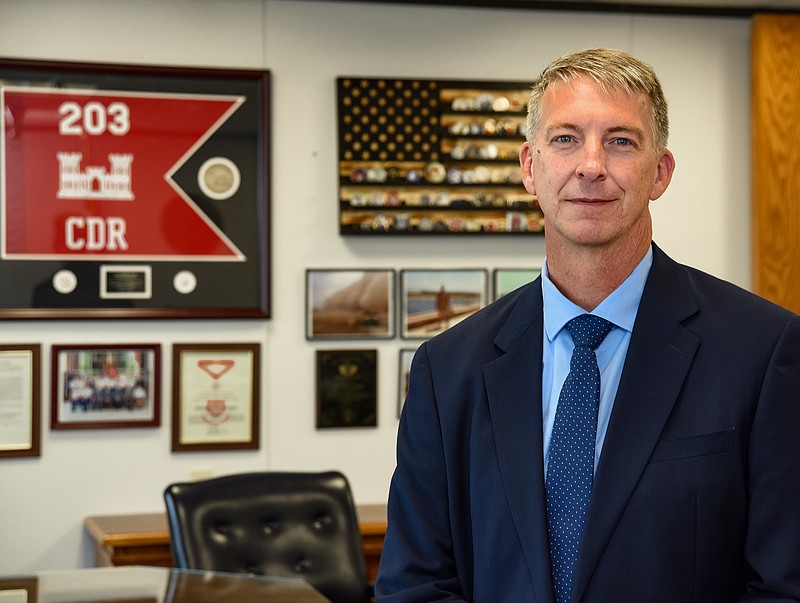 Julie Smith/News TribunePaul Kirchhoff poses in his Jefferson State Office Building office Friday, July 31. Kirchoff has been named to head the Missouri Veterans Commission.