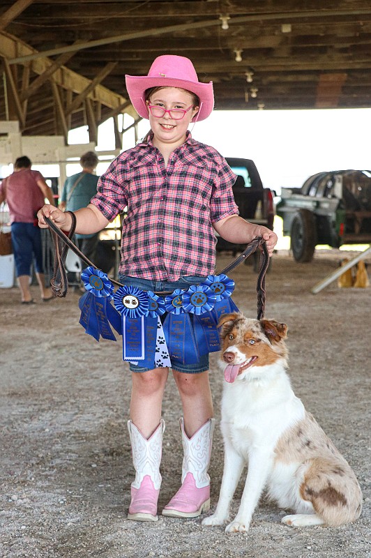 Fourth-grader Madisyn Suess and her 8-month-old puppy Colt were the only entries in the dog show on Saturday, Aug. 1, 2020, during the Jefferson City Jaycees Cole County Fair.