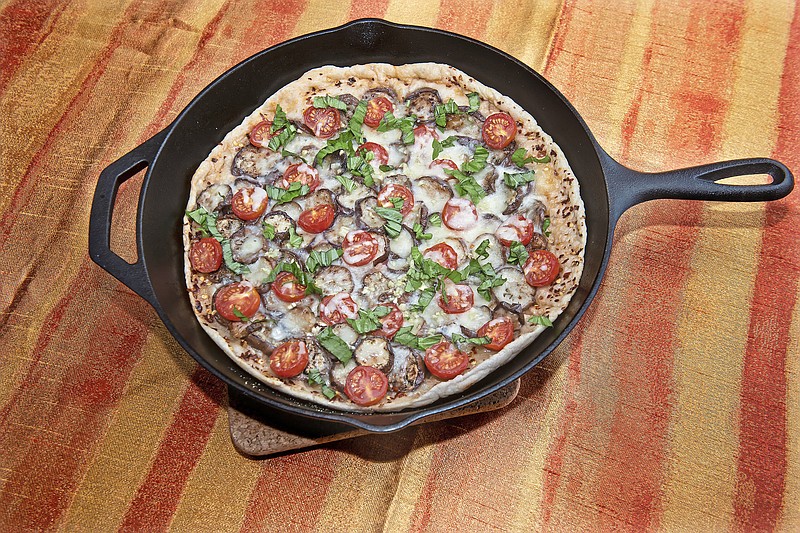 Best ever skillet pizza with eggplant parmesan topping. (Pittsburgh Post-Gazette/TNS)