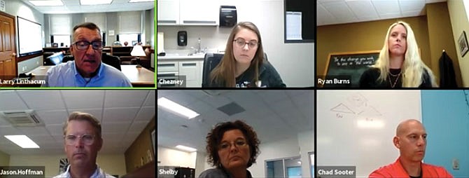 Jefferson City School District officials and a representative from the Cole County Health Department are shown Friday in this screen shot of a livestreamed Q&A session hosted by the school district about returning to school for the fall 2020 semester amid the COVID-19 pandemic.