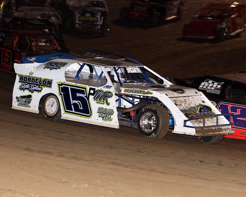 The late Mike Parker races his No. 15 car the weekend before his death on Memorial Day. This weekend's annual Factory Stock 50 has been dedicated to Parker and renamed the Mike Parker Memorial. (Photo courtesy of Scott Burson)