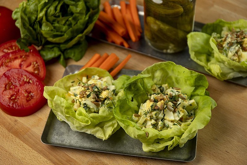 Egg salad lettuce cups Tuesday, Aug. 4, 2020. Styling by Shannon Kinsella. (Brian Cassella/Chicago Tribune/TNS)