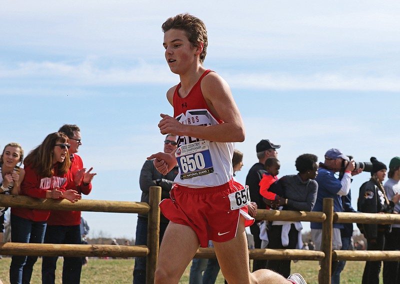 Tommy Roehl of the Jays runs during the Class 4 state championship race last season at Gans Creek Cross Country Course in Columbia. Roehl is one of the top returning runners for the Jays this season.