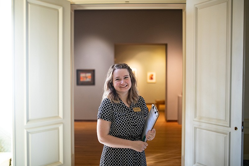 Amanda Langley, TRAHC's Visual Arts Assistant, said this year's show is "heavy in portraits, landscapes and geometric images. She is the exhibition curator.