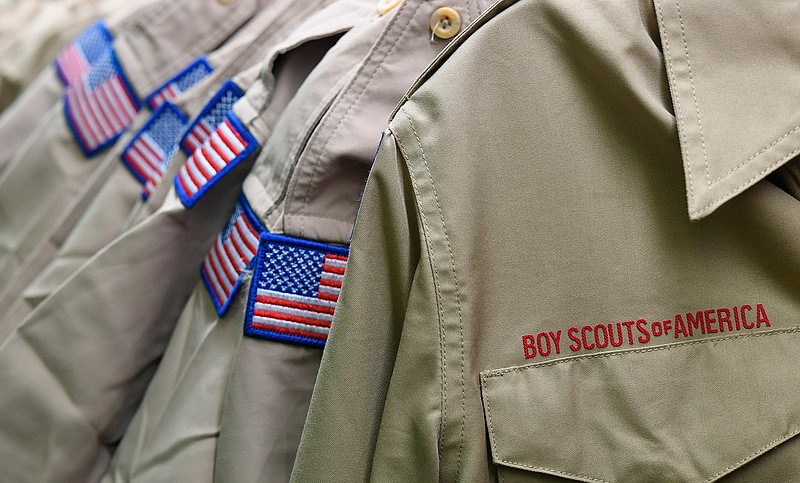 In this Feb. 18, 2020, file photo, Boy Scouts of America uniforms are displayed in the retail store at the headquarters for the French Creek Council of the Boy Scouts of America in Summit Township, Pa. (Christopher Millette/Erie Times-News via AP, File)