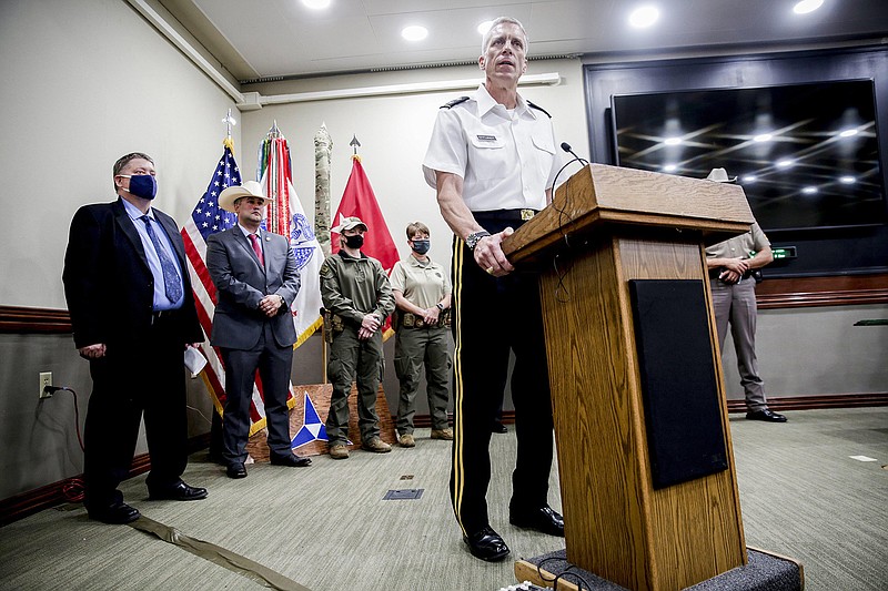 Major General Scott Efflandt, III Corps and Fort Hood Deputy Commander, at a news conference at Fort Hood in Killeen, Texas, in early July 2020. (Bronte Wittpenn/Austin American-Statesman/TNS)