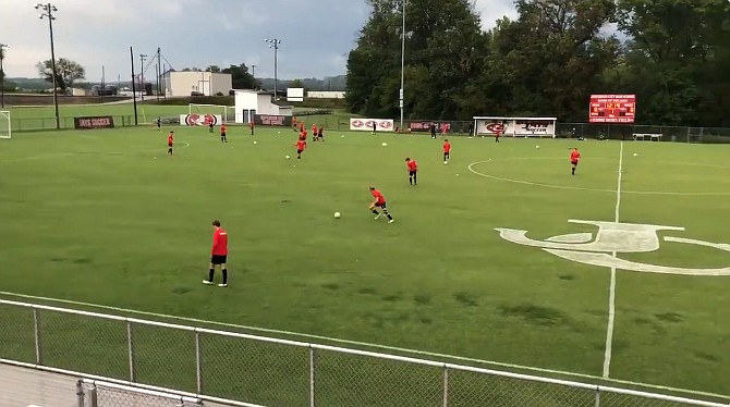 Soccer players warm up at Eddie Horn Field prior to the Jefferson City Jays hosting the Hickman Kewpies on Tuesday, Sept. 8, 2020.