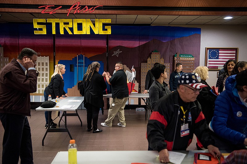 Poll workers turn in election material at the El Paso County Court House on March 3, 2020 in El Paso, Texas. (Cengiz Yar/Getty Images/TNS)