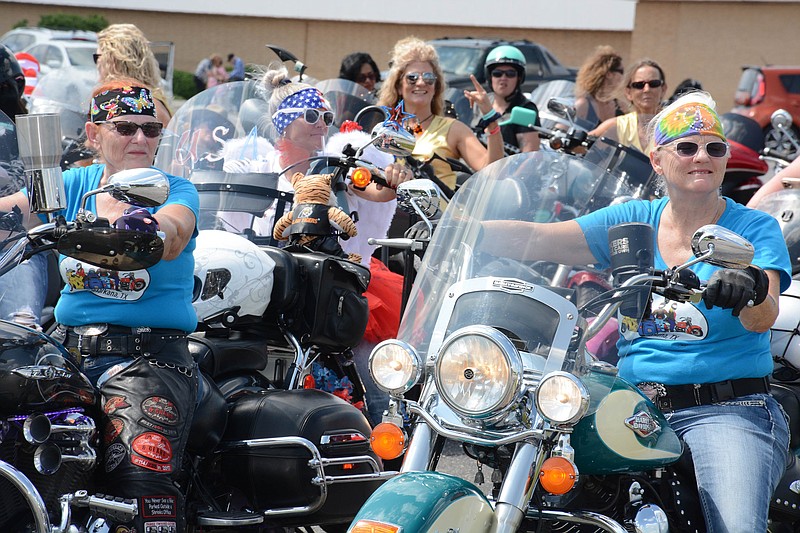 Women from at least 40 states are chomping at the bit Saturday, September 12, 2020, as thousands of motorcycles await their spot in the Ladies in Leather Parade 2020 held in Texarkana.