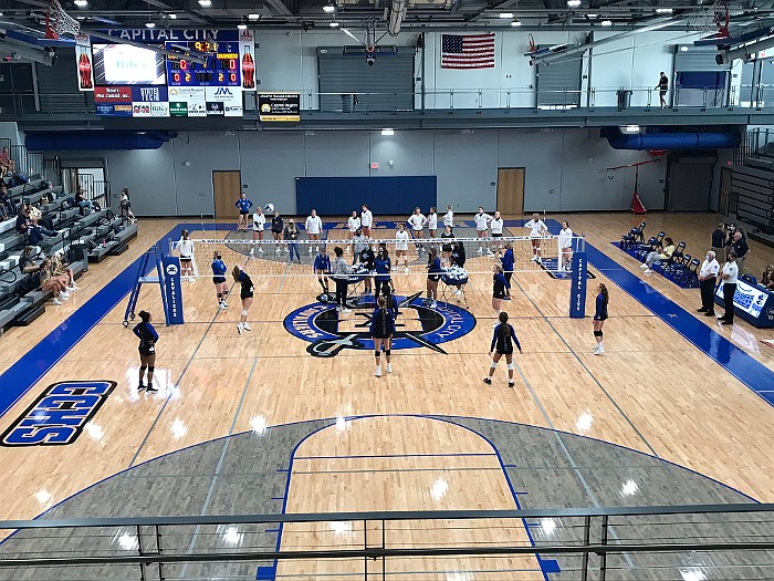 Capital City High School was the site of Central Missouri Activities Conference volleyball action Monday, Sept. 14, 2020, featuring the host Lady Cavaliers' first-ever meeting with Helias Catholic High School.