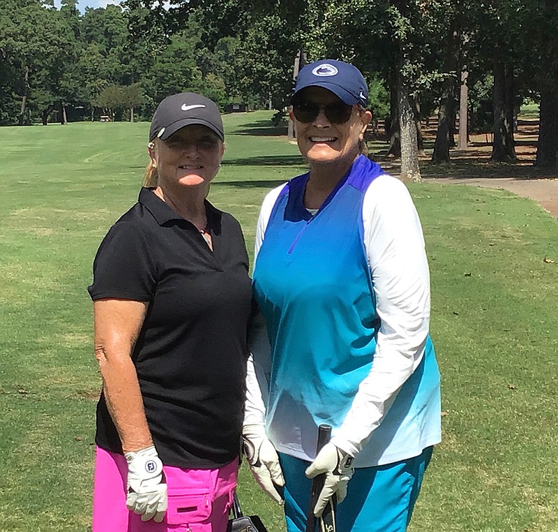 Kay Crumpton, left, and Nancy Palazzetti are the annual Twice As Nice Women's Invitational golf tournament defending champions. Crumpton and Palazzetti are one of 58 teams entered in this year's event, which will be held today and Thursday at Texarkana Country Club.