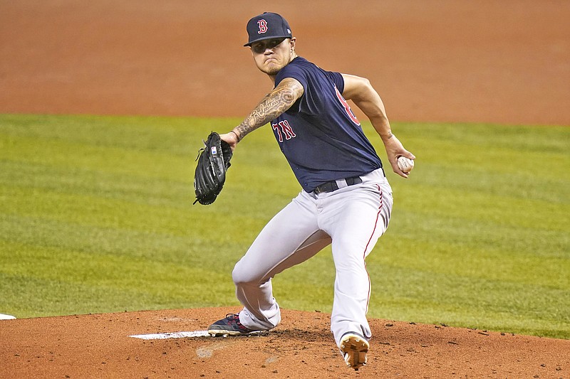 Red Sox starting pitcher Tanner Houck, a former Missouri Tiger, throws during the first inning of Tuesday night's game against the Marlins in Miami.
