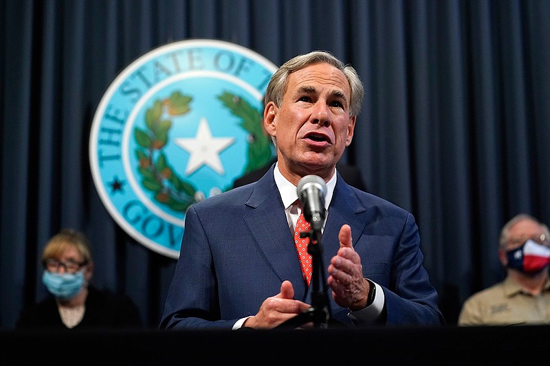 Texas Gov. Greg Abbott speaks during a news conference where he provided an update to Texas' response to COVID-19 on Thursday in Austin.