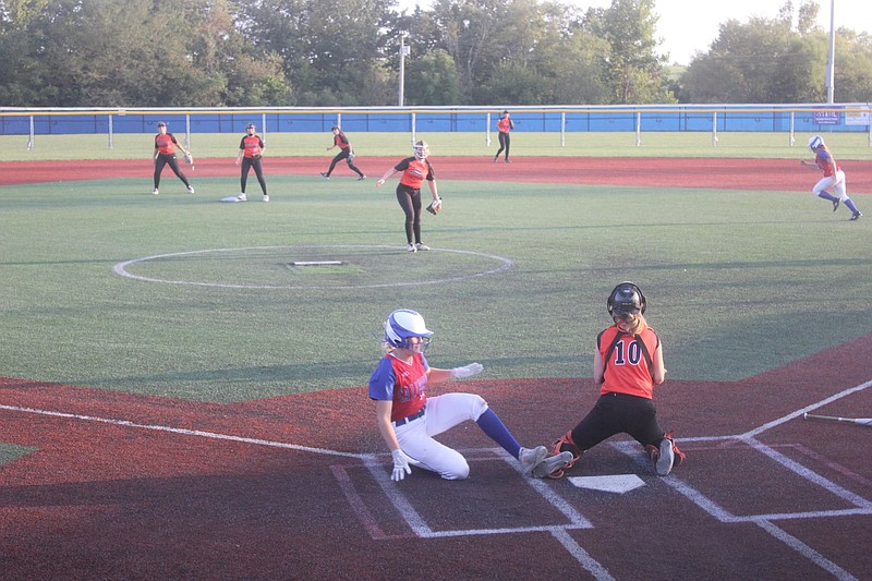 <p>Democrat photo/Kevin Labotka</p><p>The California Pintos softball team lost a close game Sept. 21 to Knob Noster 5-4. The Pintos’ next game is at 5 p.m. Sept. 24 at Pilot Grove (1-6).</p>