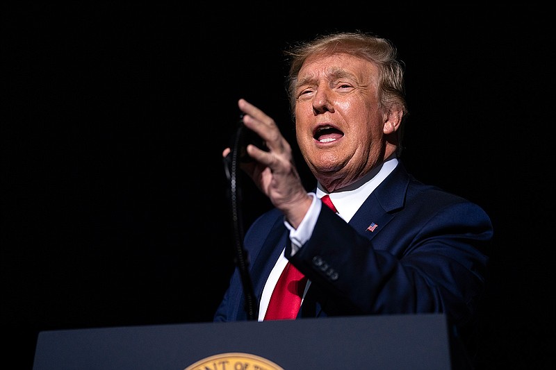 President Donald Trump speaks during a campaign rally, Friday, Sept. 25, 2020, in Newport News, Va. (AP Photo/Evan Vucci)