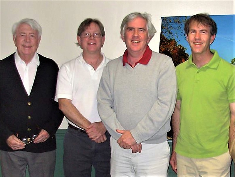 The Beetle Bailey "brotherhood" poses for a photo in July 2017. Pictured, from left, are Mort Walker, creator of Beetle Bailey; and his sons, Greg, Brian and Neal. Mort passed away six months later, but his sons continue to write and draw the comic strip.