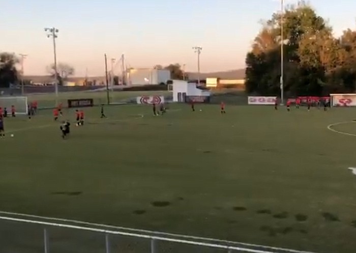 Jefferson City Jays players warm up for their soccer match against Rock Bridge Tuesday, Oct. 6, 2020.