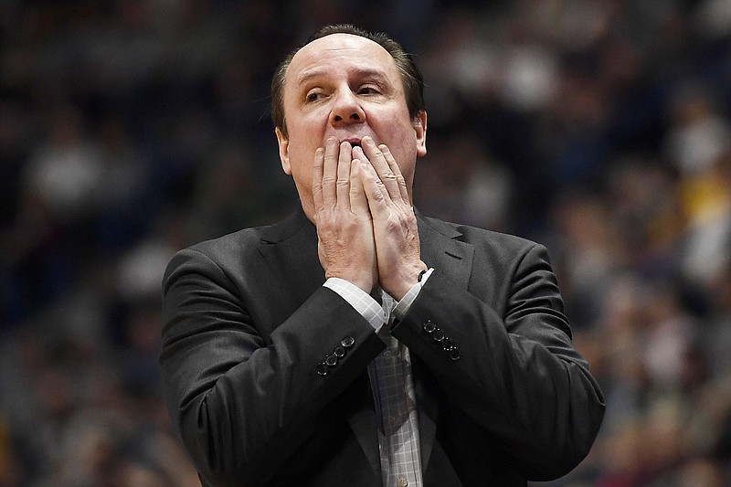 In this Jan. 12 file photo,  Wichita State coach Gregg Marshall reacts in the second half of a game against Connecticut, in Hartford, Conn.