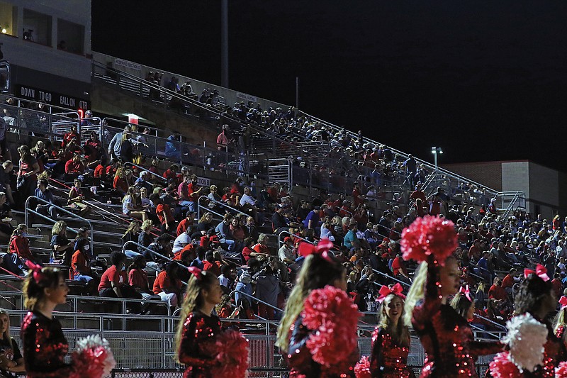 A large crowd of Jefferson City and Helias fans gathered Friday night at Adkins Stadium to watch the first football game between the Jefferson City Jays and Helias Crusaders. 
