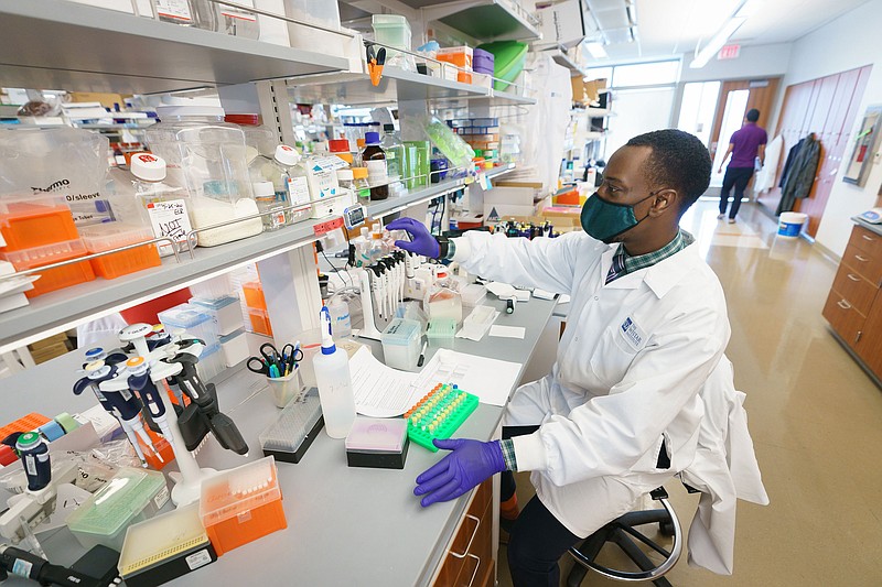 Yaya Dia, a graduate of Community College of Philadelphia, is a research technician at the Wistar Institute, where he helps study a possible COVID vaccine. (Jessica Griffin/The Philadelphia Inquirer/TNS)
