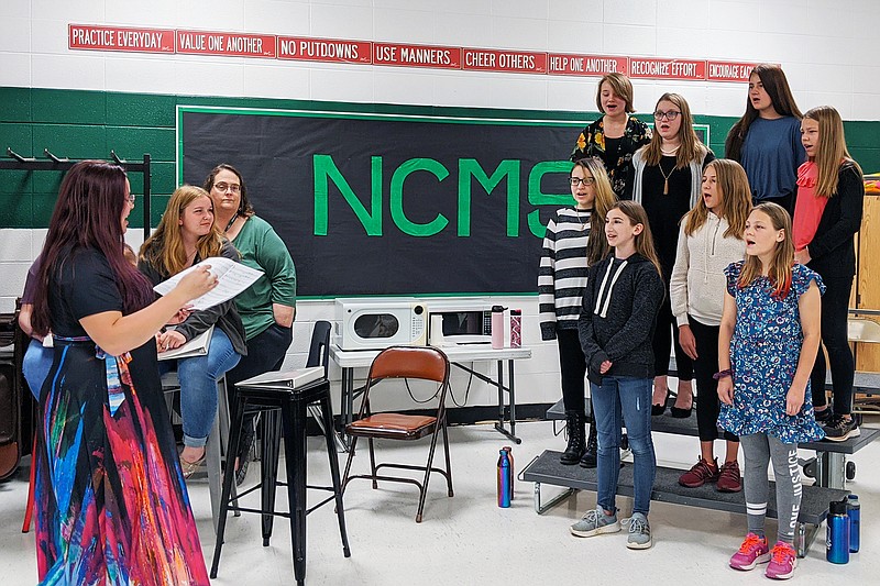 An ensemble from the North Callaway Middle School Choir gave a performance of "This is Me" from The Greatest Showman during Thursday's North Callaway Board of Education meeting.