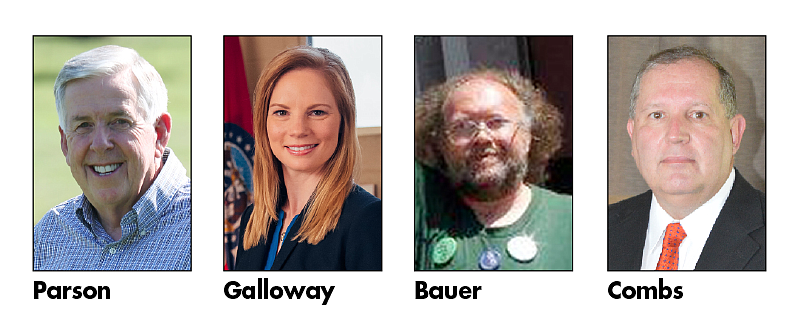 Incumbent Republican Gov. Mike Parson; Nicole Galloway, current state auditor and Democratic gubernatorial candidate; Green Party candidate Jerome Bauer; and Libertarian candidate Rik Combs are in the race for governor.