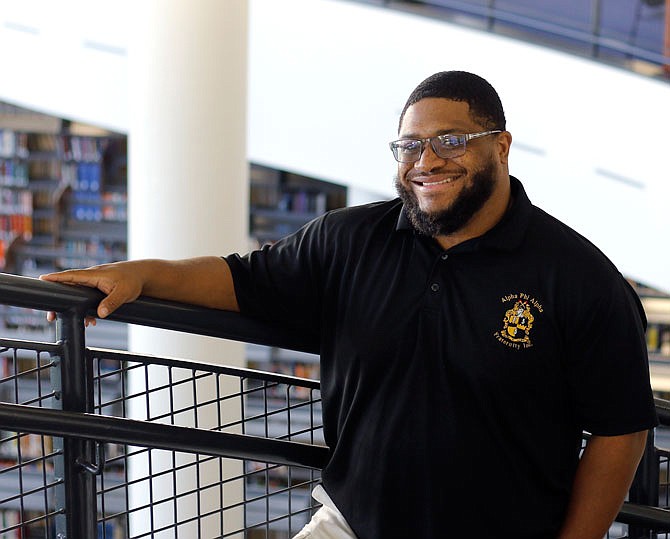 
Bradley Kuykendall, pictured here on Wednesday in the Inman E. Page Library, is a reference and instruction librarian at Lincoln University and Democratic poll supervisor at The Linc.