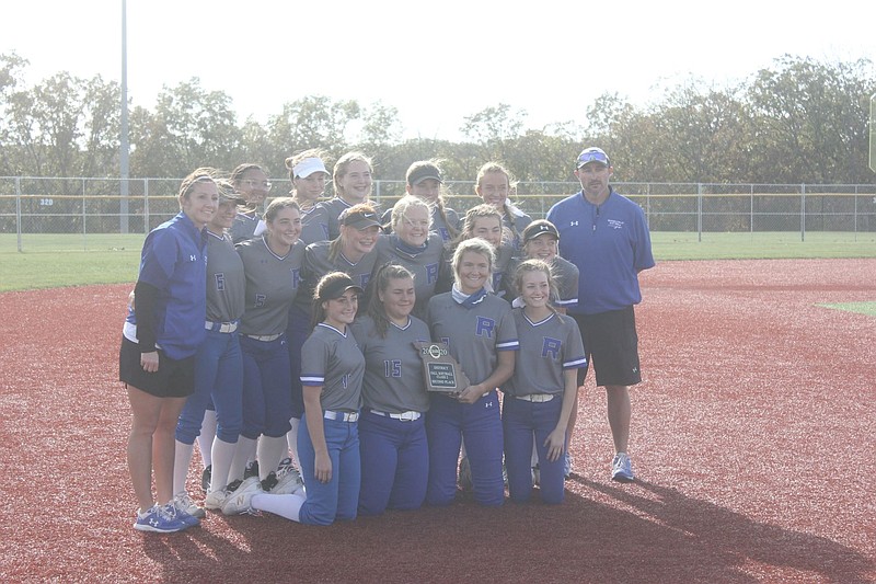 <p>Democrat photo/Kevin Labotka</p><p>The Russellville Indians softball team finished in second place at the Class 2 District 3 Tournament after a 6-3 loss to Father Tolton in the championship game. The Indians end the year with a record of 23-4.</p>