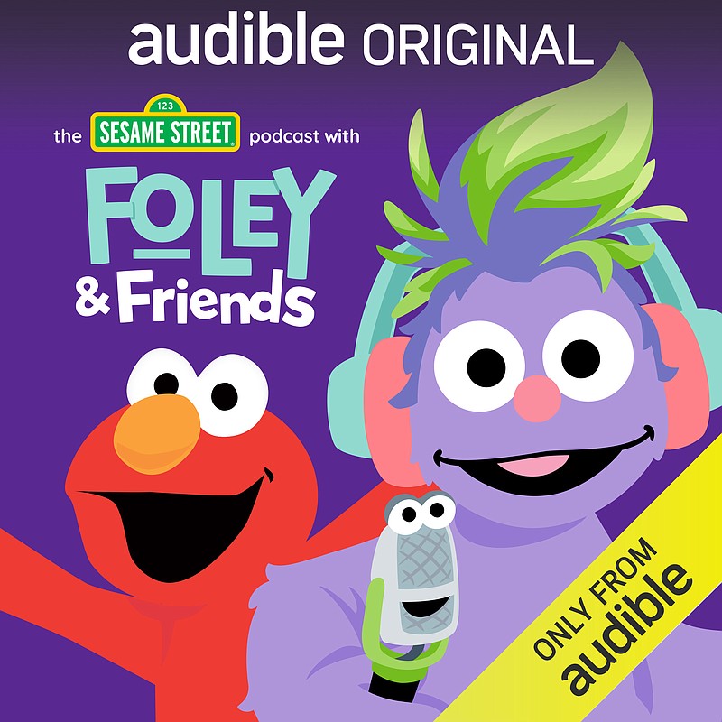 This image released by Audible shows cover art for "The Sesame Street Podcast with Foley & Friends." The podcast, led by 6-year-old furry monster Foley and her sidekick Mikee the Microphone, gives some screen-free educational entertainment to kids who may be having spotty school lessons during the pandemic. (Audible via AP)