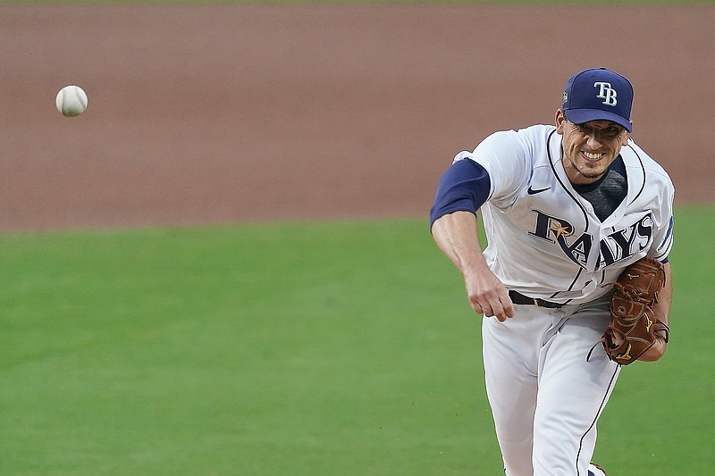 Tampa Bay Rays pitcher Charlie Morton throws to the plate during last Saturday's ALCS Game 7 against the Astros in San Diego.