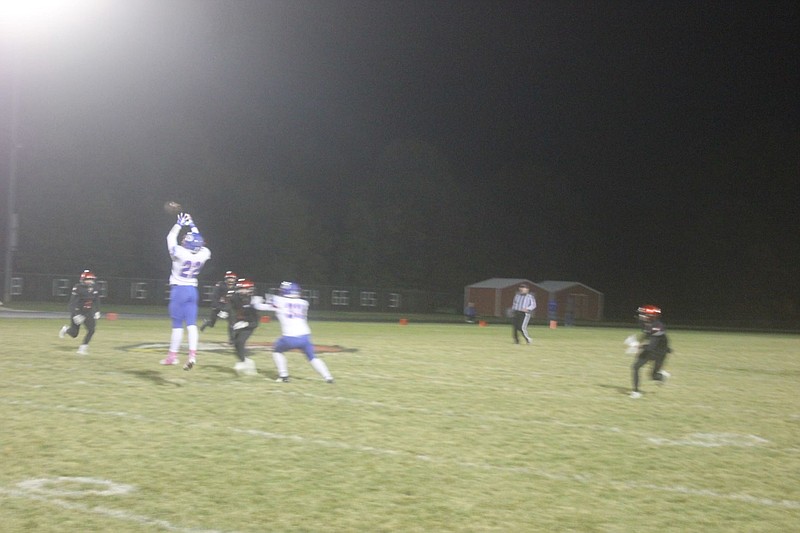 <p>Democrat photo/Kevin Labotka</p><p>Drake Schlup makes a catch Oct. 23 during the Pintos’ loss to Southern Boone.</p>