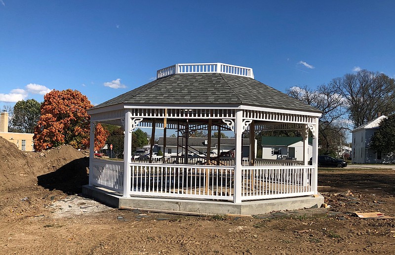 In this October 2020 photo, work at Latham Memorial Family Park continues with construction beginning on the park's gazebo.