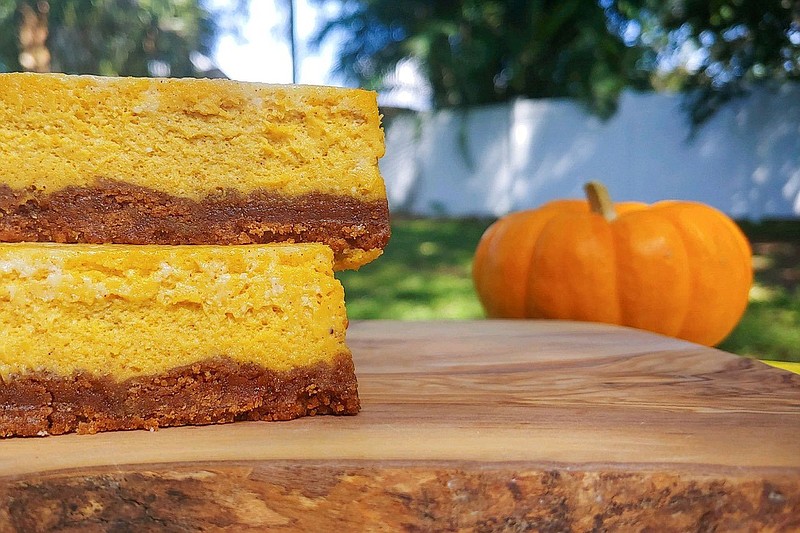 Sole survivors: Two pumpkin cheesecake bars from the New York Times batch made it to the photo shoot for their close-up. They had been cut and removed from the pan before "the incident." (Amy Drew Thompson/Orlando Sentinel/TNS) 