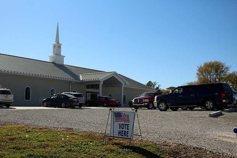 <p>Olivia Garrett/FULTON SUN</p><p>Cars packed the parking lot at Providence Baptist Church, the New Bloomfield polling place. Voters were in and out in a matter of minutes.</p>