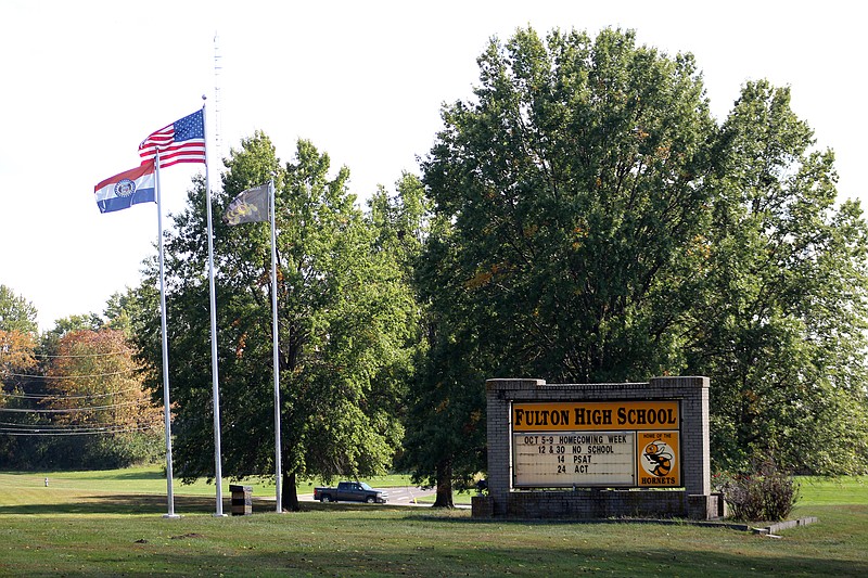 Shown above is the Fulton High School sign. 