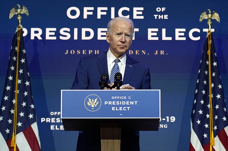 FILE - In this Nov. 9, 2020, file photo President-elect Joe Biden speaks The Queen theater in Wilmington, Del. Biden says he wants to “restore the soul of America.” But first the president-elect will need to fix a broken Congress. (AP Photo/Carolyn Kaster, File)