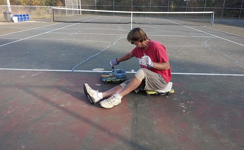 Tim Kennedy works at Crow-Heath Park tennis courts in Linden. It's an expression of his personality. He is an expert at resurfacing courts. "It is something I do by myself, and in the way I would do it if it were mine," he says.