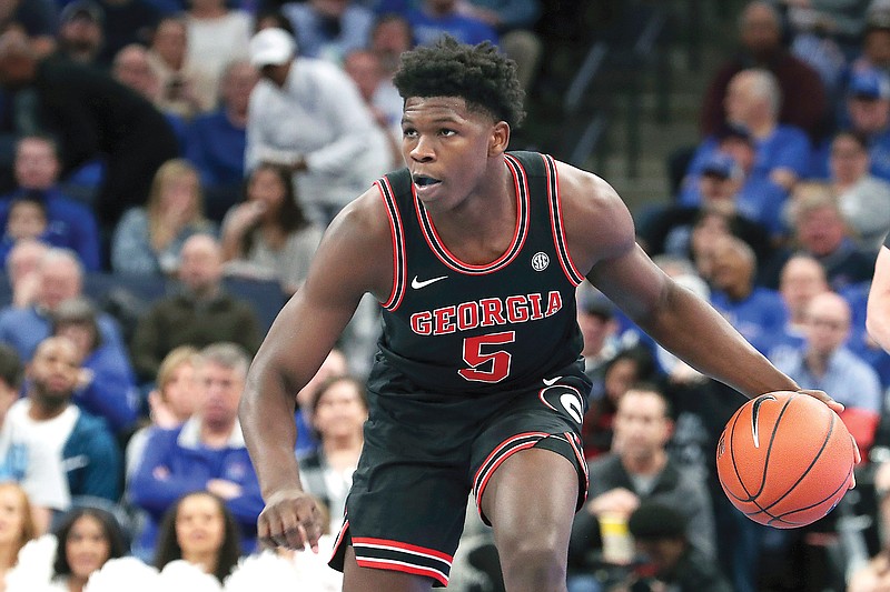 In this Jan. 4 file photo, Georgia's Anthony Edwards looks to pass the ball during a game against Memphis in Memphis, Tenn.