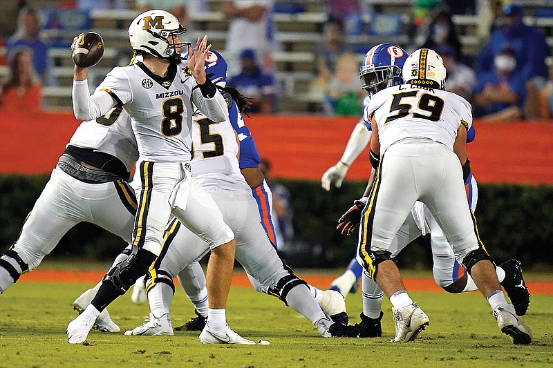 Missouri quarterback Connor Bazelak throws a pass during a game against Florida last month in Gainesville, Fla. 