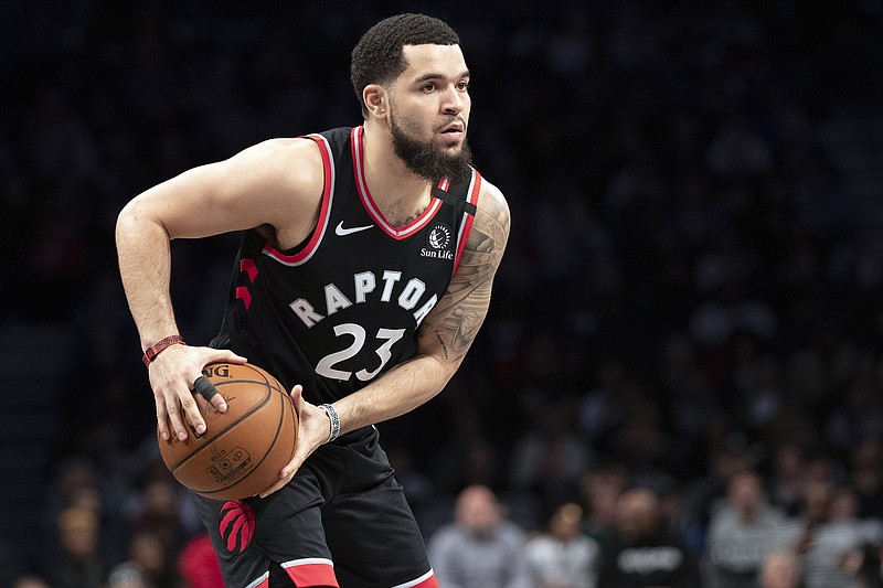 In this Jan. 4 file photo, Raptors guard Fred VanVleet looks to pass the ball during a game against the Nets in New York.
