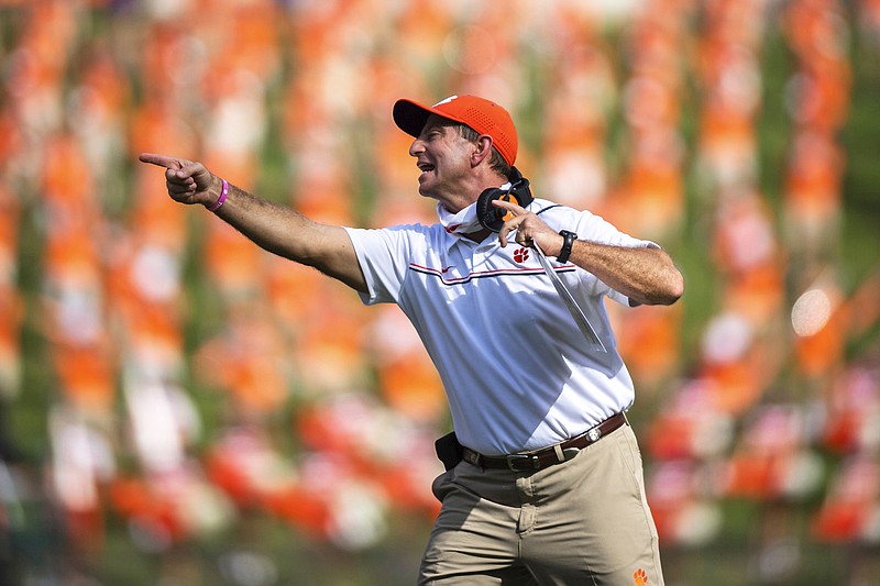Clemson coach Dabo Swinney reacts during a game against Syracuse last month in Clemson, S.C.